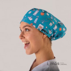 Gorro de quirófano estampado para pelo largo en microfibra