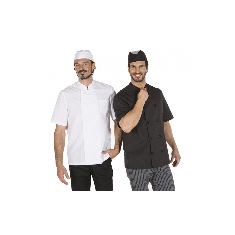 chaqueta-cocina-unisex-popelin-fino-negro-manga-corta